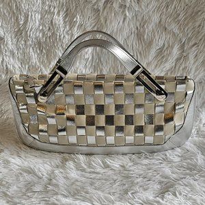 Due Fratelli Silver Leather Clutch/Crossbody/Handbag Made in Canada